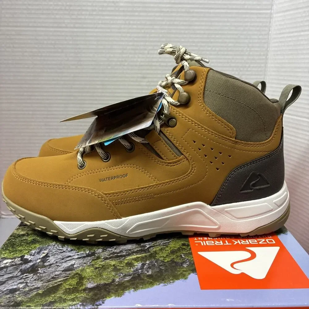 Ozark Trail Mens Size 10 Sport Hiker Shoes Waterproof Hiking Boots Wheat Leather